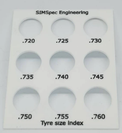 SIM001 SIMSpec Tyre Size Index Card